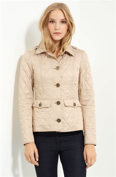 burberry brit quilted jacket tan|burberry quilted jacket sale women.